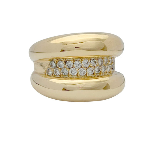 Bague 55 Bague godron or jaune, diamants. 58 Facettes 32102