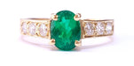 Ring 56 Yellow gold emerald and diamond ring 58 Facettes FA-11