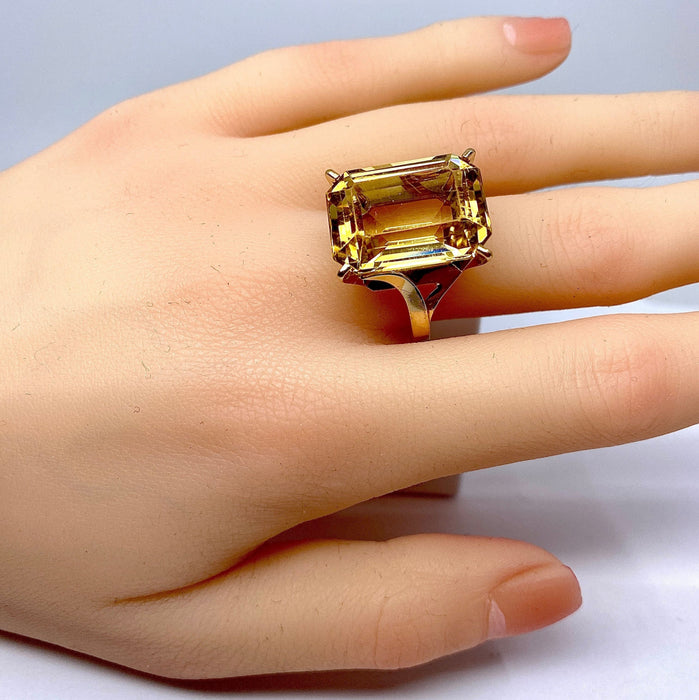 Bague 57 Bague Or jaune Citrine 58 Facettes AB278