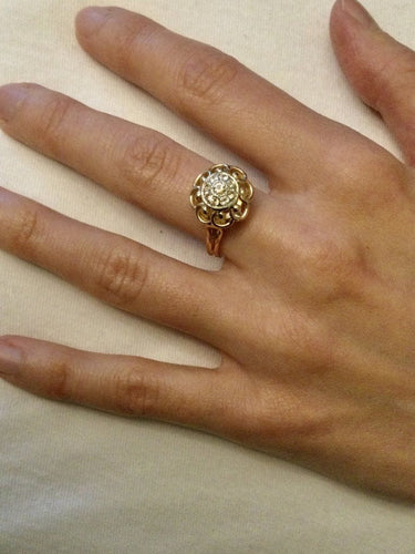 Bague 59 Bague Or Jaune ajourée Diamants 58 Facettes