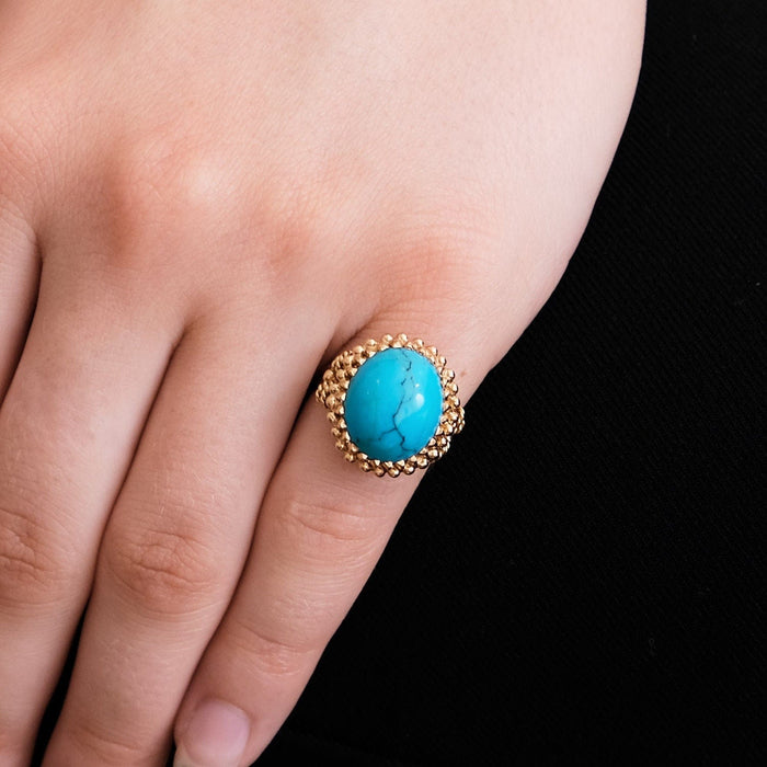 Bague 49 Bague turquoise, or rose 58 Facettes P12L8