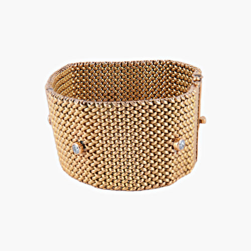 Bracelet Bracelet "manchette" or rose et diamants 58 Facettes