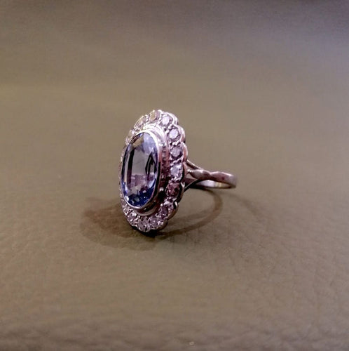 Bague 54 Bague pompadour platine saphir diamants 58 Facettes 3427