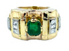 Ring Tank Ring 2 golds, emerald and diamonds 58 Facettes