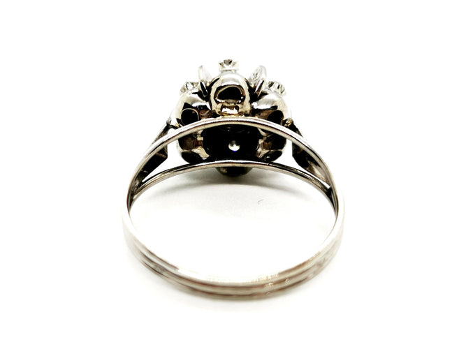 Bague 59 Bague Fleur Or blanc Diamant 58 Facettes 1356040CN