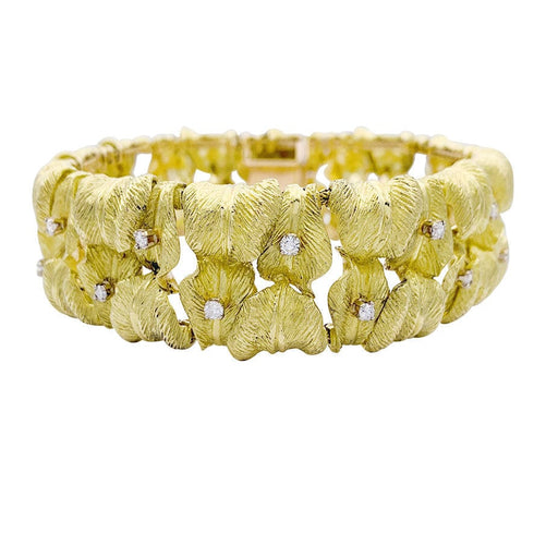 Bracelet Bracelet vintage "Feuillage" or jaune, diamants. 58 Facettes 33152