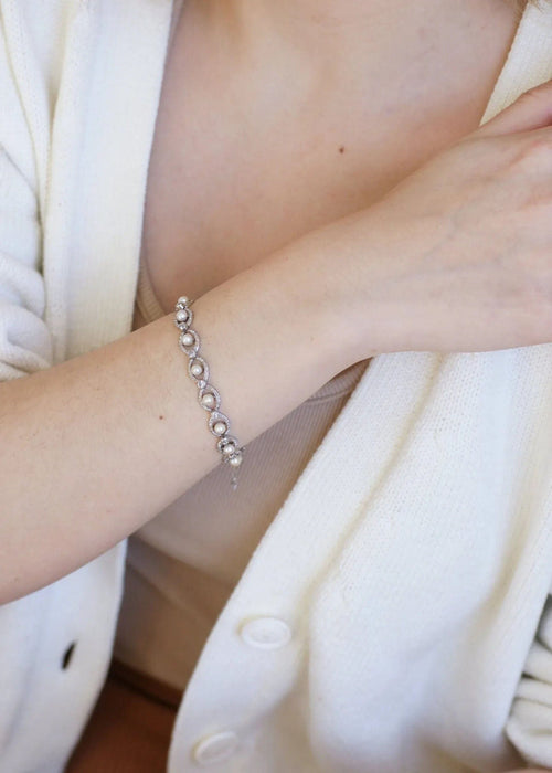 Bracelet Bracelet Art Deco platine, diamants, et perles 58 Facettes