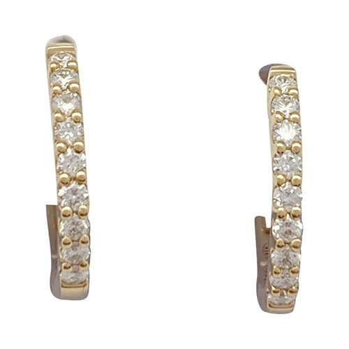 Boucles d'oreilles Paire de petites créoles en or jaune, diamants. 58 Facettes 32671
