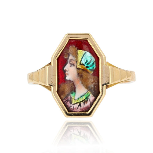 Bague 59 Bague émail de Limoges or jaune 58 Facettes 21-376B