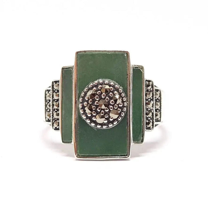 Bague 54 Bague vintage jade vert, argent 58 Facettes