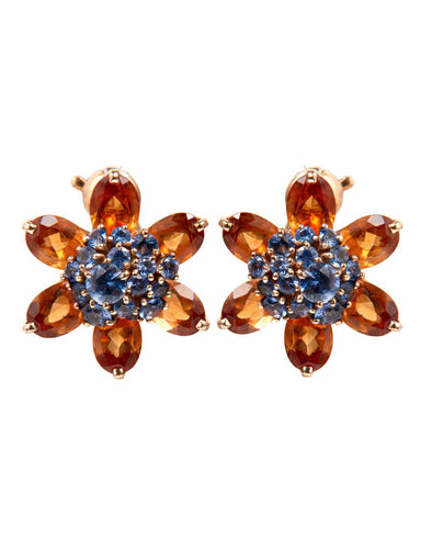 Boucles d'oreilles Van Cleef & Arpels - Boucles d'Oreilles Fleur Saphirs et Citrines 58 Facettes