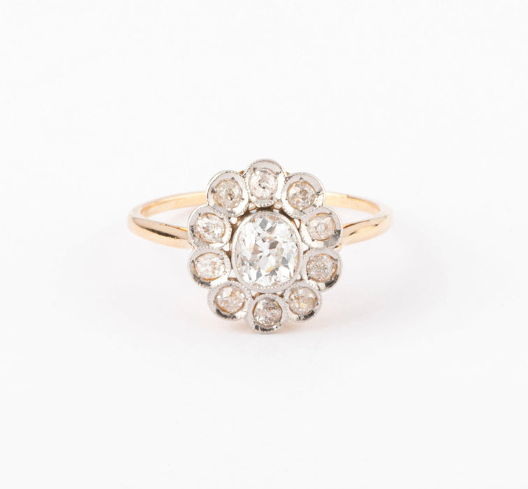 Bague Bague marguerite ancienne en or et diamant 58 Facettes