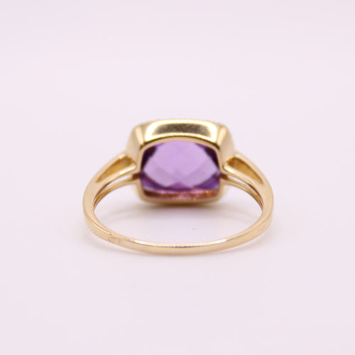 Bague Bague or jaune Améthyste entourage diamants 58 Facettes