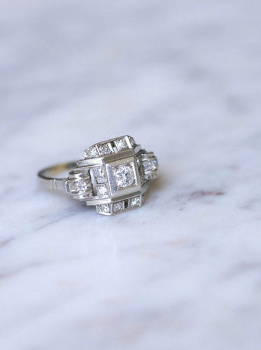 Bague Bague Art Déco platine et diamants 58 Facettes