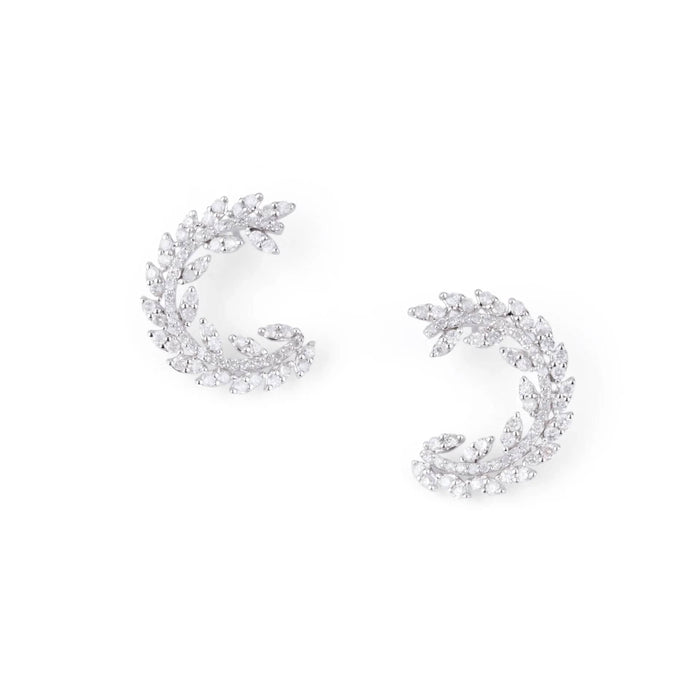 Boucles d'oreilles Boucles d'oreilles demi cercle Or gris Diamants 58 Facettes 1