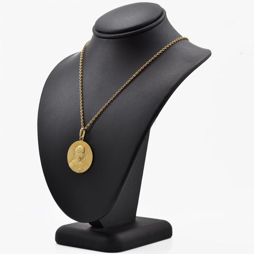 Pendentif Médaille ancienne or jaune Vierge auréolée et fleur de lys 58 Facettes 13-022C