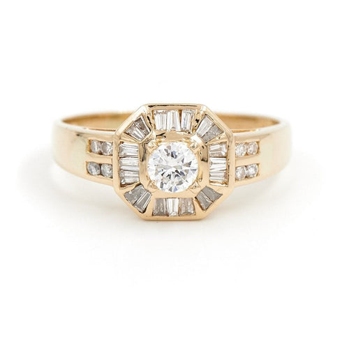 Bague 59 Bague Art déco Or jaune Diamant 58 Facettes 1887727CN