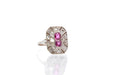 Ring 52 Art Deco Ring White Gold Ruby and Diamond Roses 58 Facettes 25510
