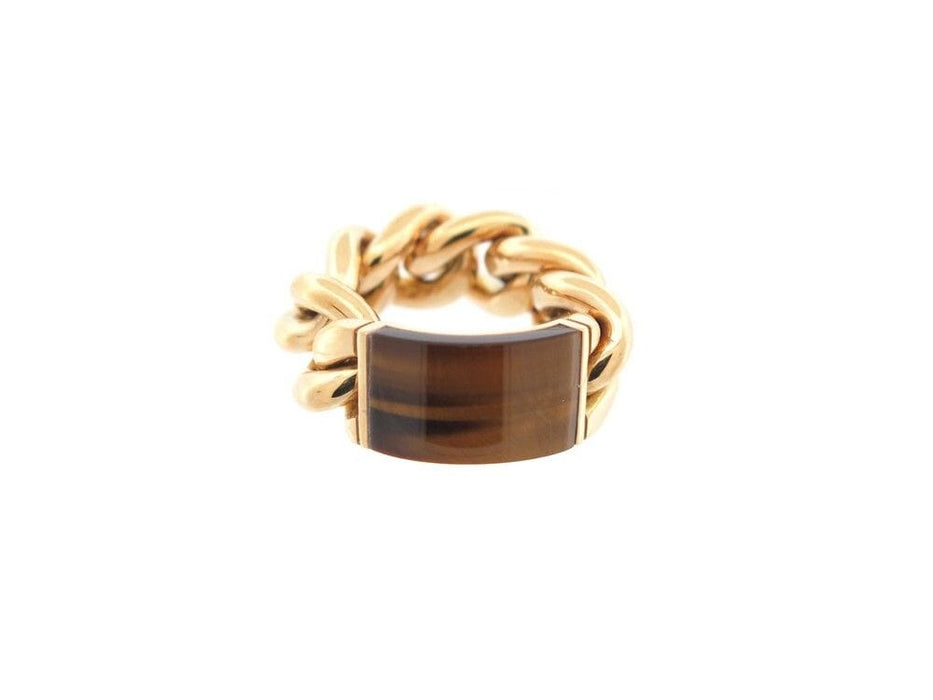 Bague 51 bague CHRISTIAN DIOR gourmette gm oeil de tigre or jaune 18k 58 Facettes 256695