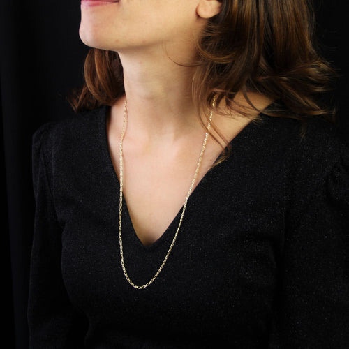 Collier Chaine or jaune gourmette alternée limée 58 Facettes 14-302