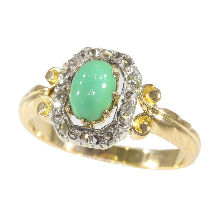 Bague 54 Bague en or avec diamants et turquoise 58 Facettes 22130-0168