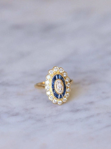 Bague style Art Deco saphirs & diamants 58 Facettes