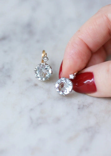 Boucles d'oreilles Boucles d'oreilles Or rose Platine Aigue-marine Diamants 58 Facettes