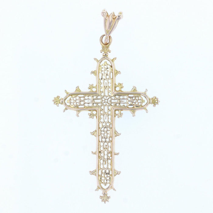 Pendentif Croix ajourée en or jaune 58 Facettes 17-011C