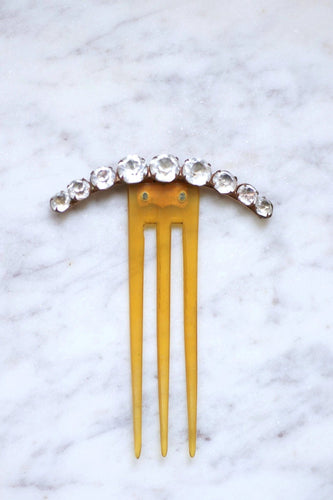 Accessoire Peigne ancien demi lune, pierres du Rhin sur corne 58 Facettes