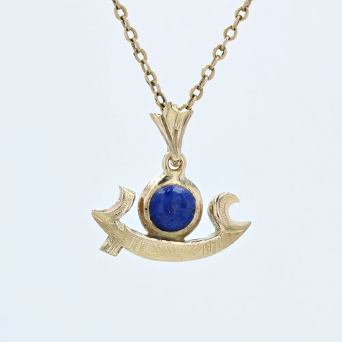 Pendentif Pendentif or jaune barque égyptienne pierre lapis lazuli 58 Facettes 21-791B