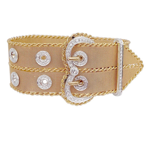 Bracelet Bracelet vintage "Ceinture", or rose et diamants. 58 Facettes 32557