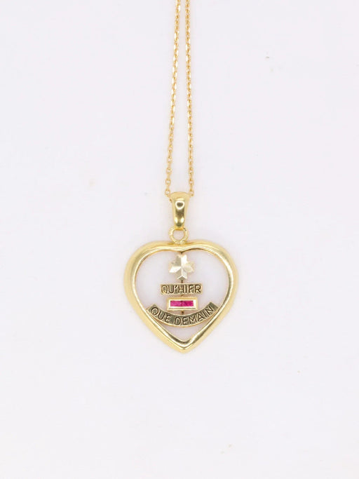 Pendentif Médaille amour Augis cœur en verre or et rubis, Plus qu’hier moins que demain 58 Facettes 922
