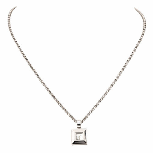 Collier Chopard Collier Pendentif Happy Diamonds Or blanc Diamant 58 Facettes 2472912CN