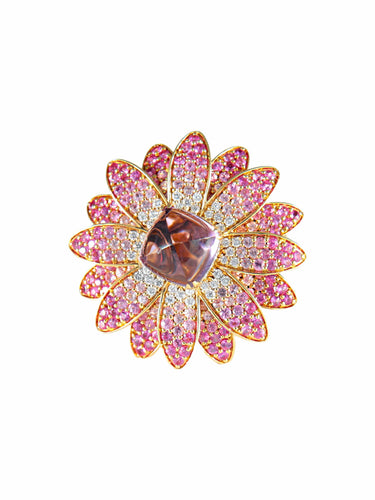 Bague 62 Bague Fleur Améthyste, Saphirs roses, Diamants 58 Facettes