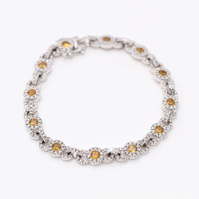 Bracelet bracelet en or blanc avec citrines et diamants 58 Facettes E359400
