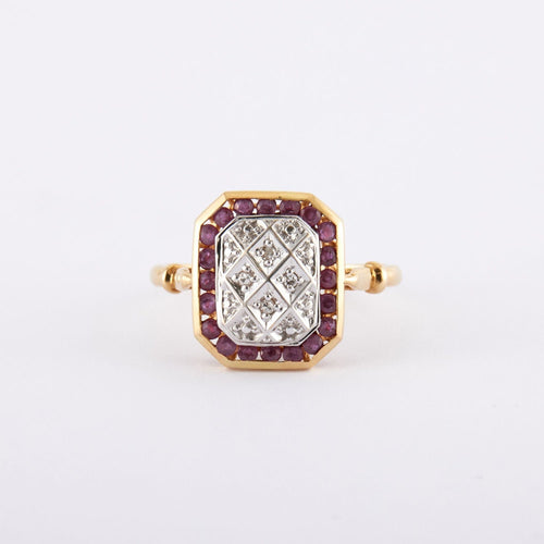 Bague 58 Bague Damier Rubis Diamants 58 Facettes JE511