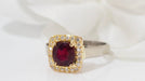 Bague 54 Bague en Or Bicolore, Pierre Rouge & Diamants 58 Facettes 31247