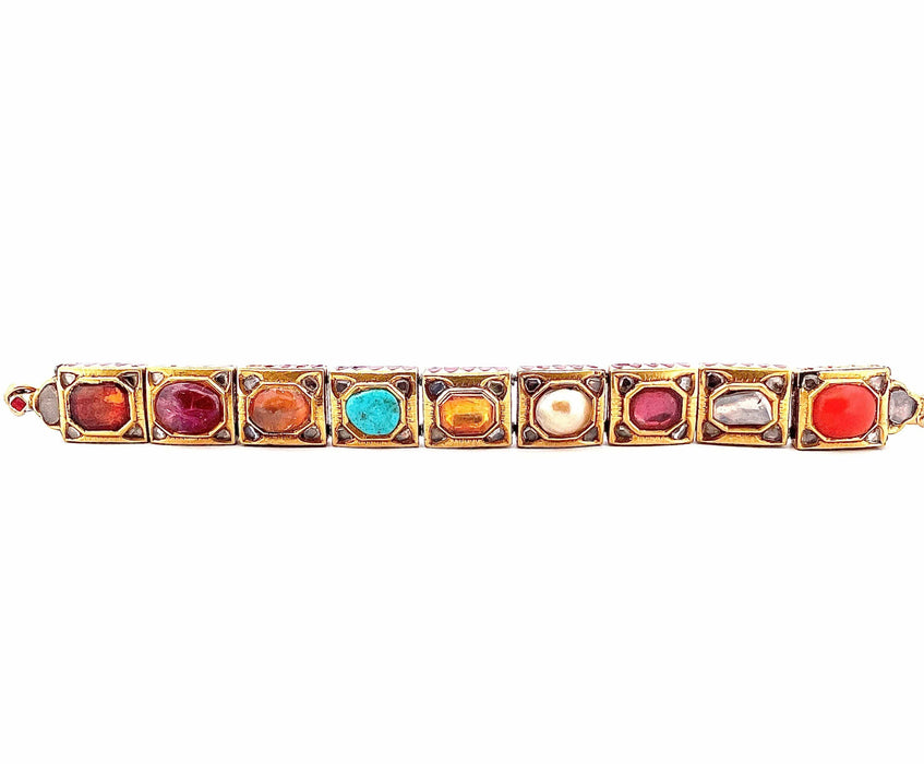 Bracelet Bracelet ancien multi-pierres fines et diamants 58 Facettes