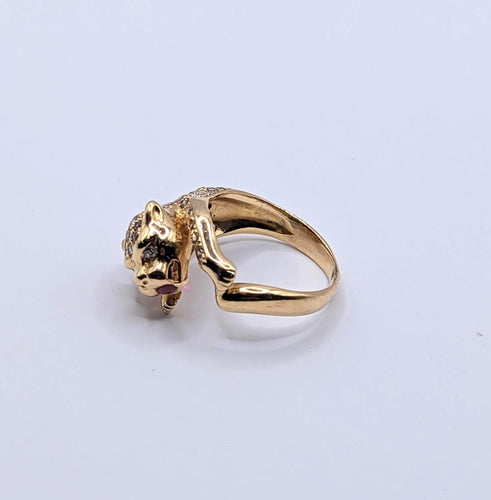 Bague Bague panthère en or et pavage diamants 58 Facettes