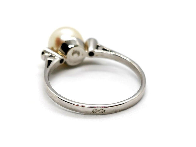 Bague 57 Bague Or blanc Perle 58 Facettes 1091909CD