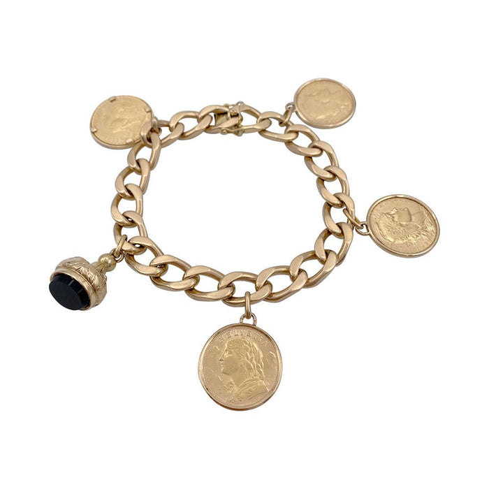 Bracelet Bracelet breloques pièces de monnaie et sceau. 58 Facettes 32210