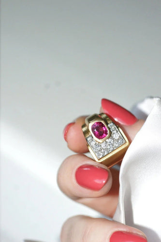 Bague Bague Tank tourmaline rose et diamants 58 Facettes