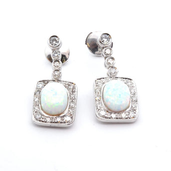 Boucles d'oreilles Boucles d'oreilles opales diamants 58 Facettes 25112