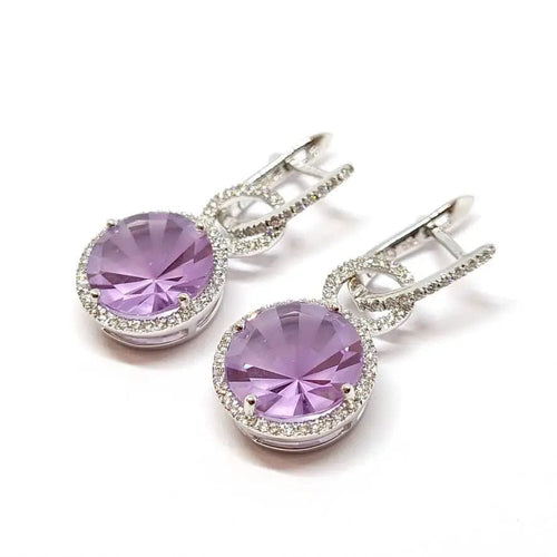 Boucles d'oreilles Boucles d'oreilles améthystes diamants or blanc 58 Facettes