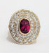 Ring 48 Ruby ring surrounded by diamonds 58 Facettes TBU