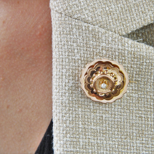Broche Broche de col ancienne or rose perle 58 Facettes 13-074