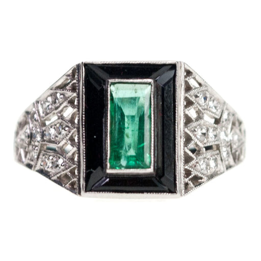 Bague 56.3 Diamond Emerald Onyx Ring 58 Facettes 4E1AB52DC0A34BB8AF034567CE1842E0