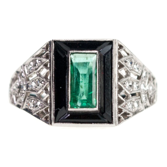 Bague 56.3 Diamond Emerald Onyx Ring 58 Facettes 4E1AB52DC0A34BB8AF034567CE1842E0