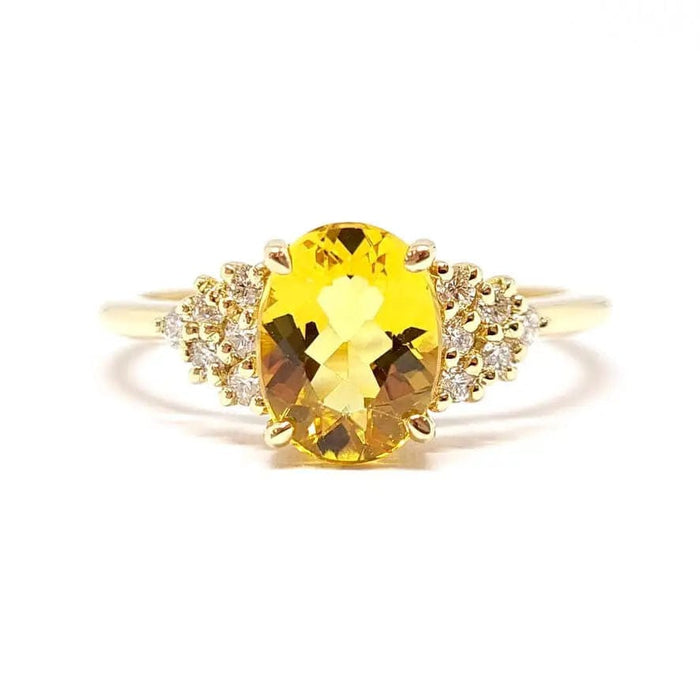 Bague Bague béryl jaune diamants or jaune 58 Facettes