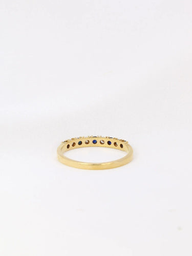 Bague 53 Demi-Alliance américaine diamants et saphirs 58 Facettes J107